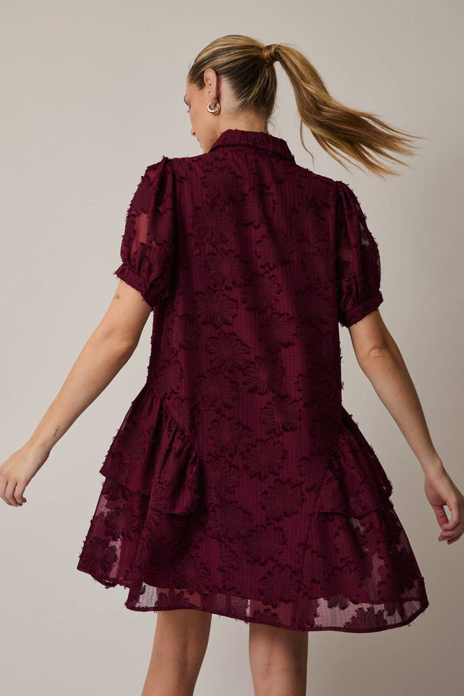 Cranberry Season Flounce Dress