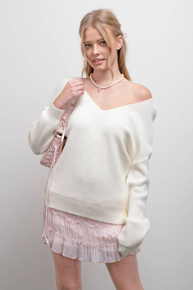 Always Yours Chiffon Bow Sweater